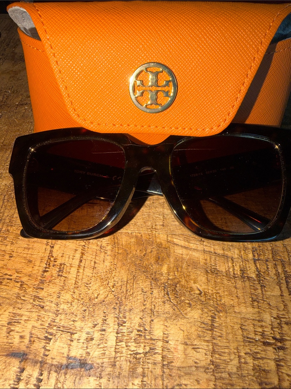 Tory Burch Orange Case with Tortoiseshell Oversized Sunglasses